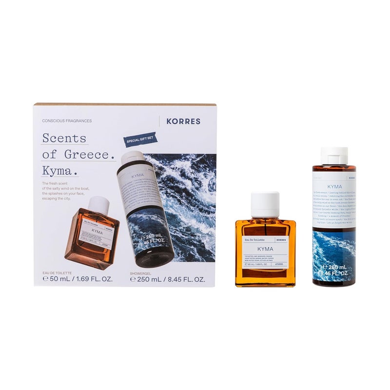 KORRES Kyma Eau De Toilette 169 Fl Oz Shower Gel 845 Fl Oz Set Marine Citrus Scent Clean Formulas with Aloe Marshmallow Root Extract Unisex Body Care Vegetarian Cruelty Free Made in Greece