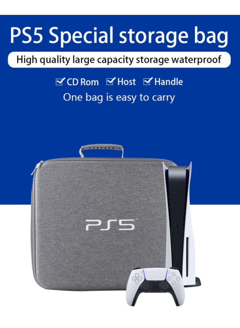 بيلينجدون حقيبة BEILINGDUN لحمل جهاز Playstation 5، حقيبة تخزين للسفر لجهاز PS5، وحدة التحكم DualSense، القاعدة، الأسلاك وغيرها من الملحقات، حقيبة EVA مع حزام لجهاز PS5، الأقراص والأدوات الأخرى (رمادي) - Image 1