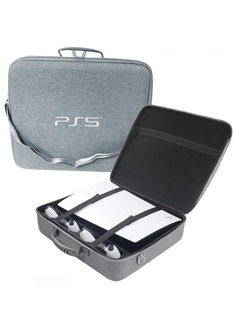 بيلينجدون حقيبة BEILINGDUN لحمل جهاز Playstation 5، حقيبة تخزين للسفر لجهاز PS5، وحدة التحكم DualSense، القاعدة، الأسلاك وغيرها من الملحقات، حقيبة EVA مع حزام لجهاز PS5، الأقراص والأدوات الأخرى (رمادي) - Image 2