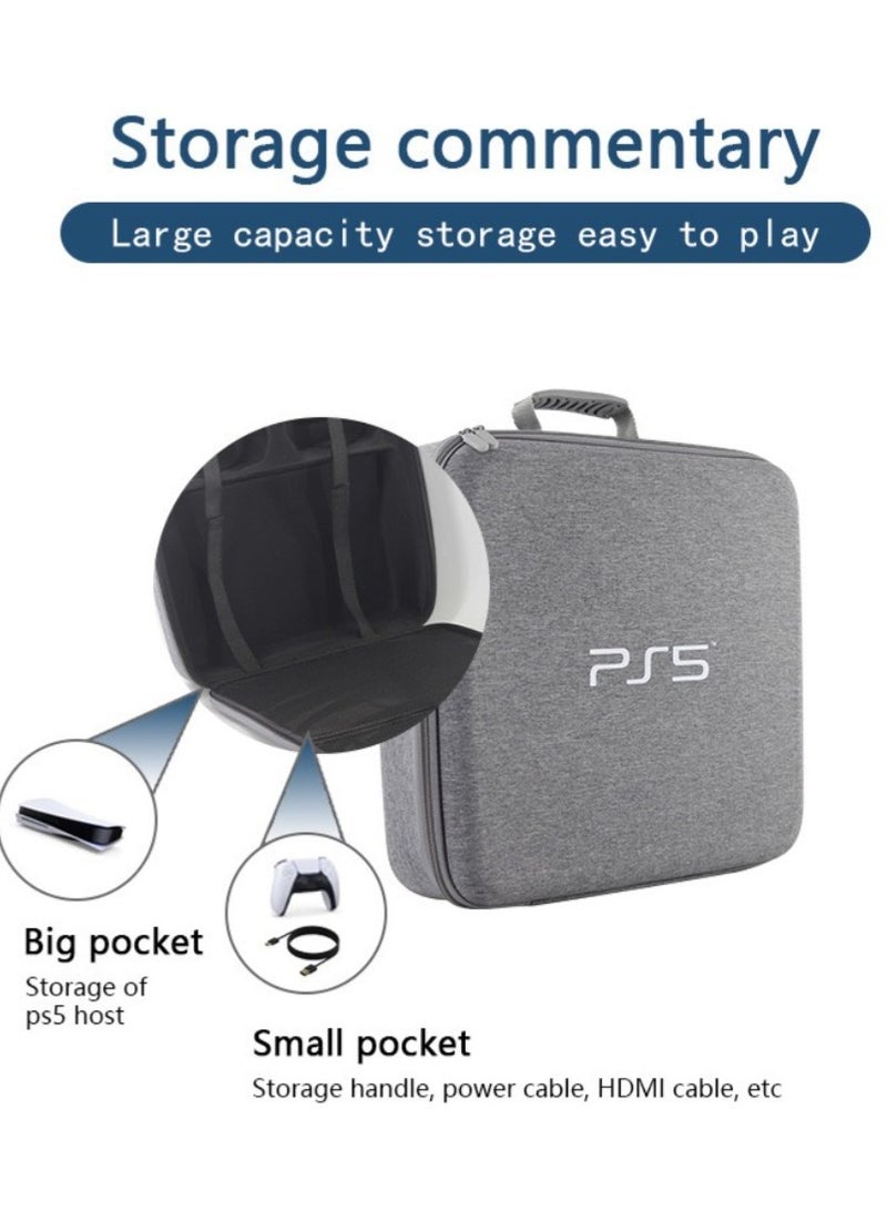بيلينجدون حقيبة BEILINGDUN لحمل جهاز Playstation 5، حقيبة تخزين للسفر لجهاز PS5، وحدة التحكم DualSense، القاعدة، الأسلاك وغيرها من الملحقات، حقيبة EVA مع حزام لجهاز PS5، الأقراص والأدوات الأخرى (رمادي) - Image 4