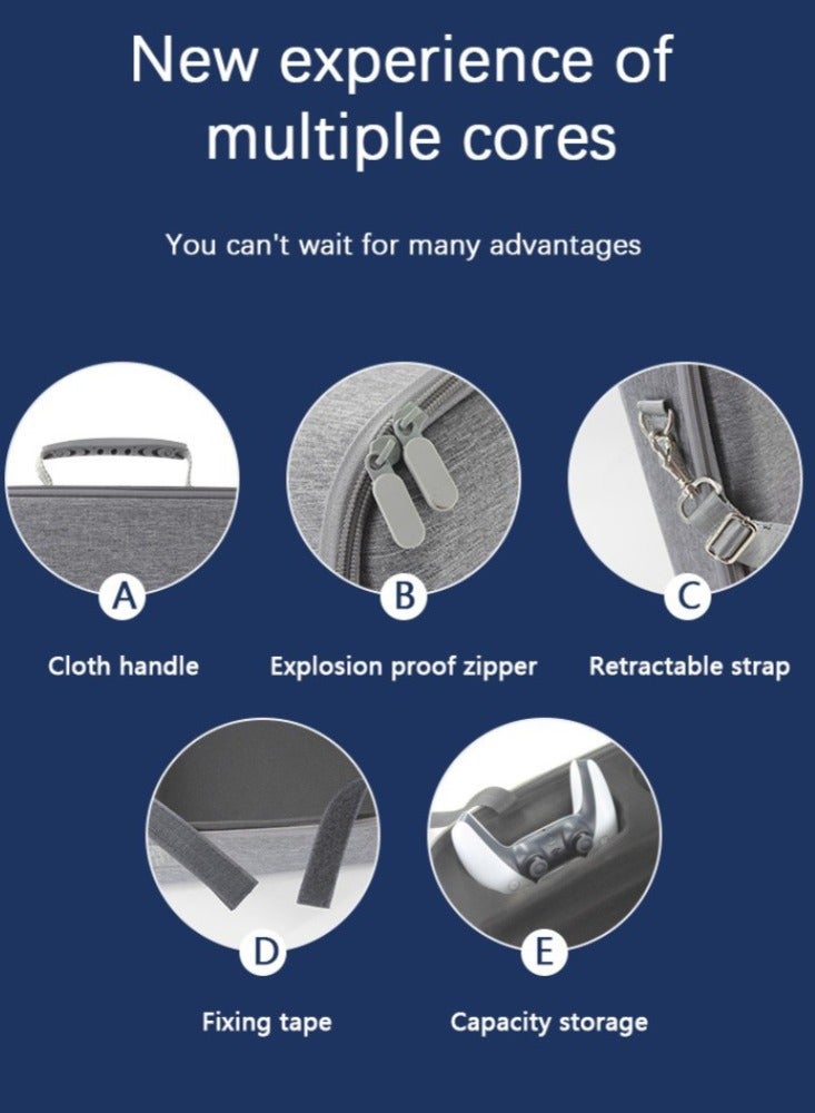 بيلينجدون حقيبة BEILINGDUN لحمل جهاز Playstation 5، حقيبة تخزين للسفر لجهاز PS5، وحدة التحكم DualSense، القاعدة، الأسلاك وغيرها من الملحقات، حقيبة EVA مع حزام لجهاز PS5، الأقراص والأدوات الأخرى (رمادي) - Image 5