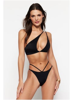 Black Piping High Leg Bikini Bottom TBESS23BA00032