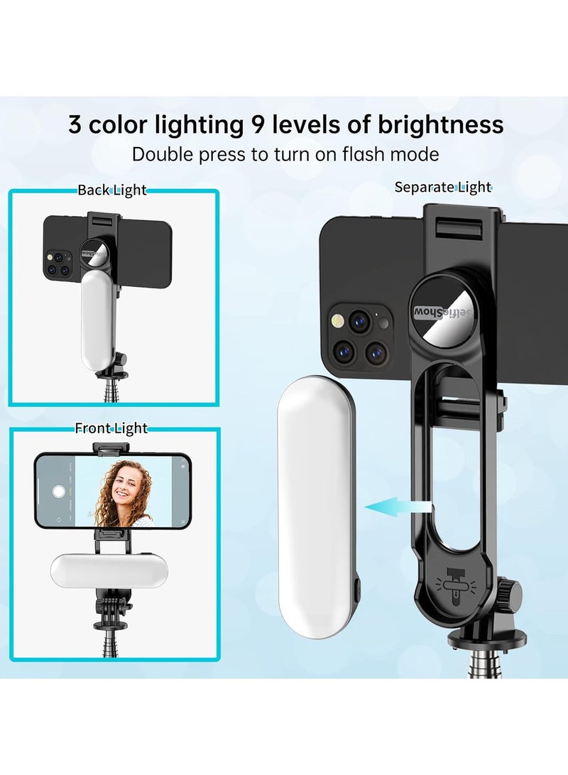 Stable Selfie Stick Tripod with Fill Light, 44 Inch Extendable Selfie Stick with Wireless Remote and Tripod Stand 360 Rotation for iPhone 15/14/13/12/11 Pro/XS Max/XS/XR/X/8/7, Samsung and Smartphone - Image 3