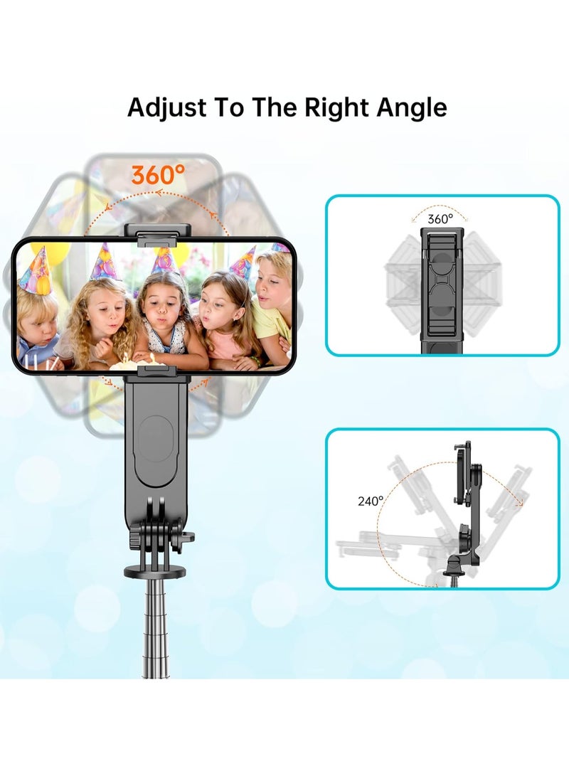 Stable Selfie Stick Tripod with Fill Light, 44 Inch Extendable Selfie Stick with Wireless Remote and Tripod Stand 360 Rotation for iPhone 15/14/13/12/11 Pro/XS Max/XS/XR/X/8/7, Samsung and Smartphone - Image 5