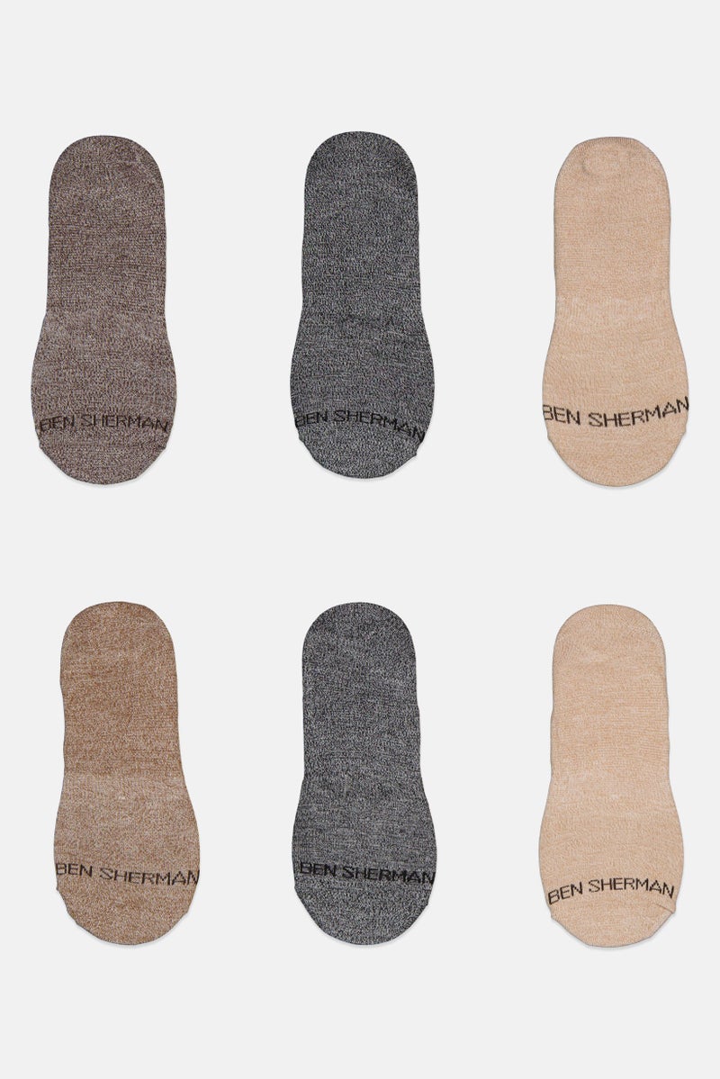 Ben Sherman Men 6 Pairs Brand Logo No Show Socks, Multicolor - Image 2