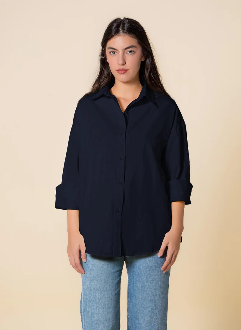 SHAPES DETAILED COTTON BLEND SHIRT