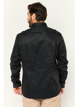 Jules Men Slim Fit Solid Long Sleeves Casual Shirt, Black  - Image 2