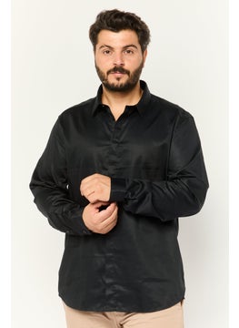 Jules Men Slim Fit Solid Long Sleeves Casual Shirt, Black  - Image 1