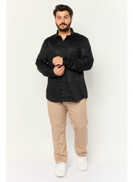 Jules Men Slim Fit Solid Long Sleeves Casual Shirt, Black  - Image 4
