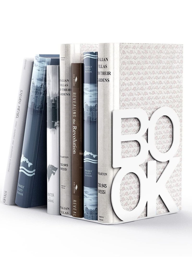 KASTWAVE نهايات كتب زخرفية معدنية لدعم رف الكتب مكتب الكتب تصميم مظهر فريد حامل كتب منزلي زخرفي معدني ثقيل 1 زوج - Image 1