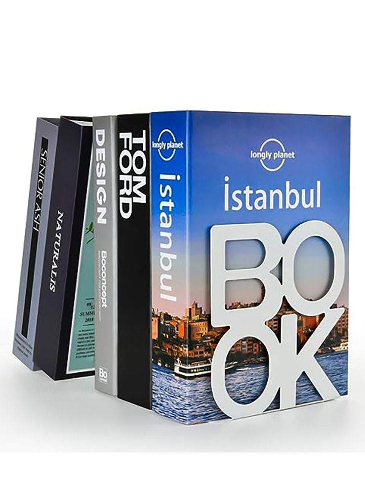 KASTWAVE نهايات كتب زخرفية معدنية لدعم رف الكتب مكتب الكتب تصميم مظهر فريد حامل كتب منزلي زخرفي معدني ثقيل 1 زوج - Image 3