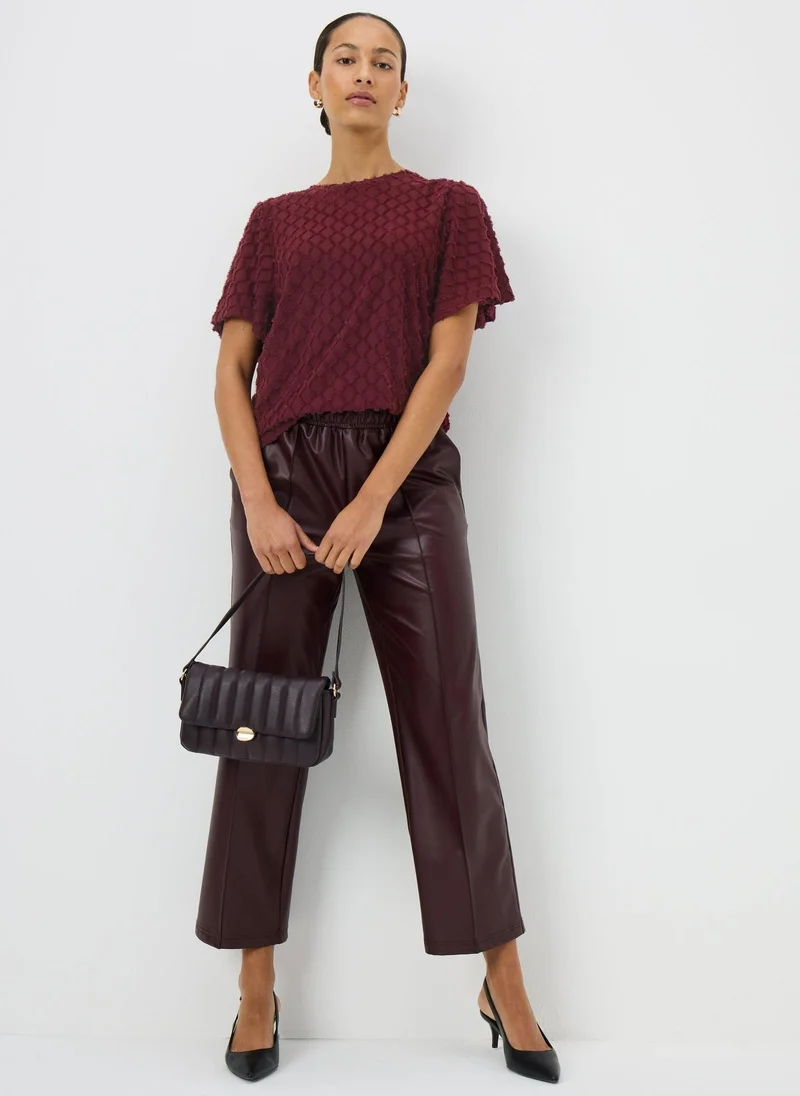 Matalan Burgundy Textured Angel Sleeve T-Shirt