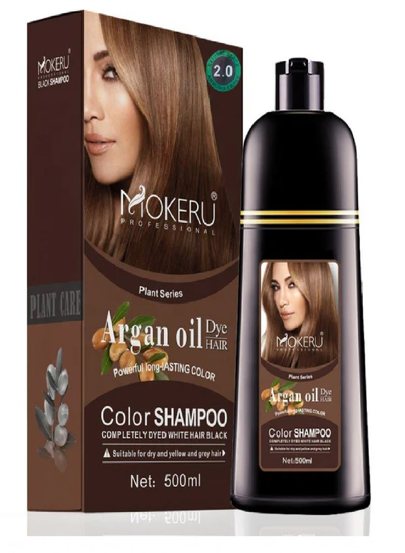 Argan Oil Dye Hair Color Shampoo Natural Black 500ml(2.0)
