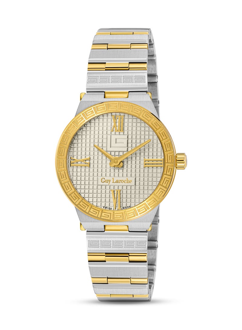 Guy Laroche Sacha Watch for Women with Silver and Gold Stainless Steel Bracelet 32 mm 5 Atm  - Image 1
