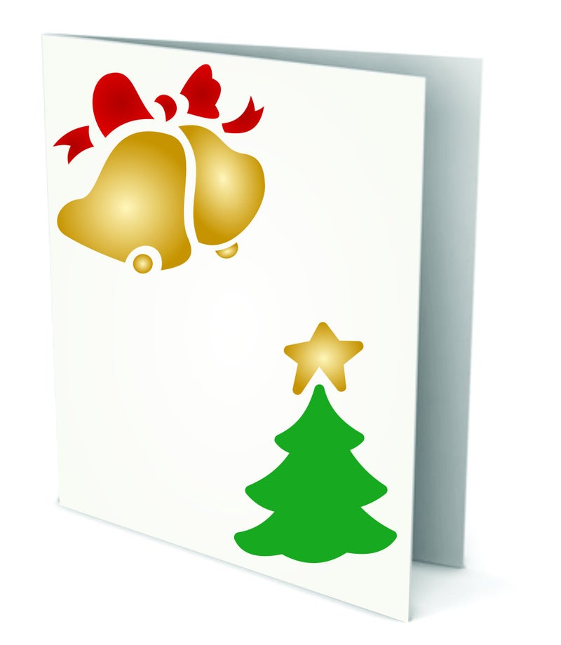 CLODEGS Christmas Designs Stencil - 6.5 x 6.5 inch (M) - Reusable Kids DIY Christmas Card Stencil Template - Use on Paper Projects Scrapbook Journal Walls Floors Fabric Furniture Glass Wood etc. - Image 2
