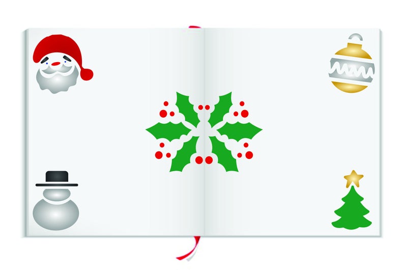 CLODEGS Christmas Designs Stencil - 6.5 x 6.5 inch (M) - Reusable Kids DIY Christmas Card Stencil Template - Use on Paper Projects Scrapbook Journal Walls Floors Fabric Furniture Glass Wood etc. - Image 3
