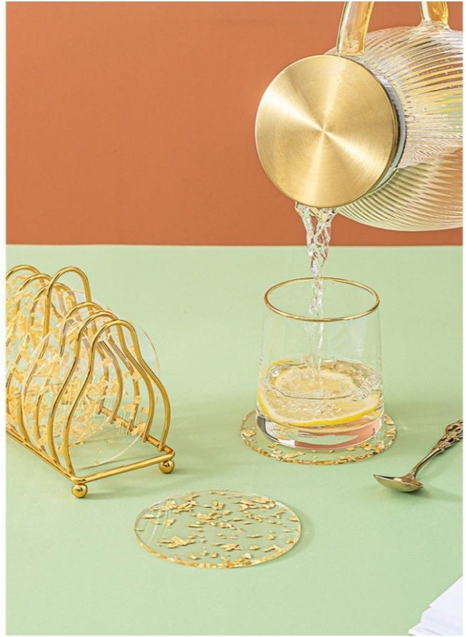 GIFT Set of 6 Acrylic Drink Coasters, Reusable Tabletop Decorations for Home Counter, Kitchen, Dining Room, Living Room, Patio, Coffee Table (Transparent)  - Image 2