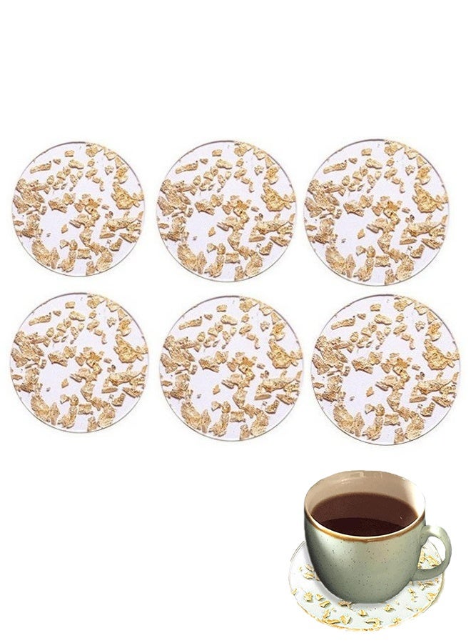 GIFT Set of 6 Acrylic Drink Coasters, Reusable Tabletop Decorations for Home Counter, Kitchen, Dining Room, Living Room, Patio, Coffee Table (Transparent)  - Image 1