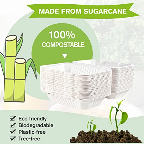 ECOLipak Clamshell Take Out Food Containers, 9 * 6 inch 75-Pack Disposable To Go Containers, To Go Boxes for Food Salad - Image 2
