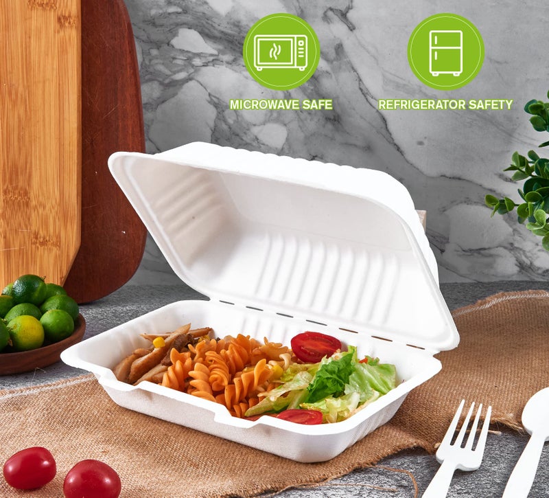 ECOLipak Clamshell Take Out Food Containers, 9 * 6 inch 75-Pack Disposable To Go Containers, To Go Boxes for Food Salad - Image 4