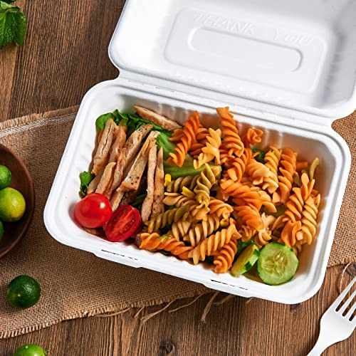 ECOLipak Clamshell Take Out Food Containers, 9 * 6 inch 75-Pack Disposable To Go Containers, To Go Boxes for Food Salad - Image 3