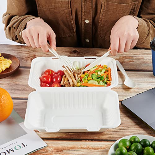 ECOLipak Clamshell Take Out Food Containers, 9 * 6 inch 75-Pack Disposable To Go Containers, To Go Boxes for Food Salad - Image 5