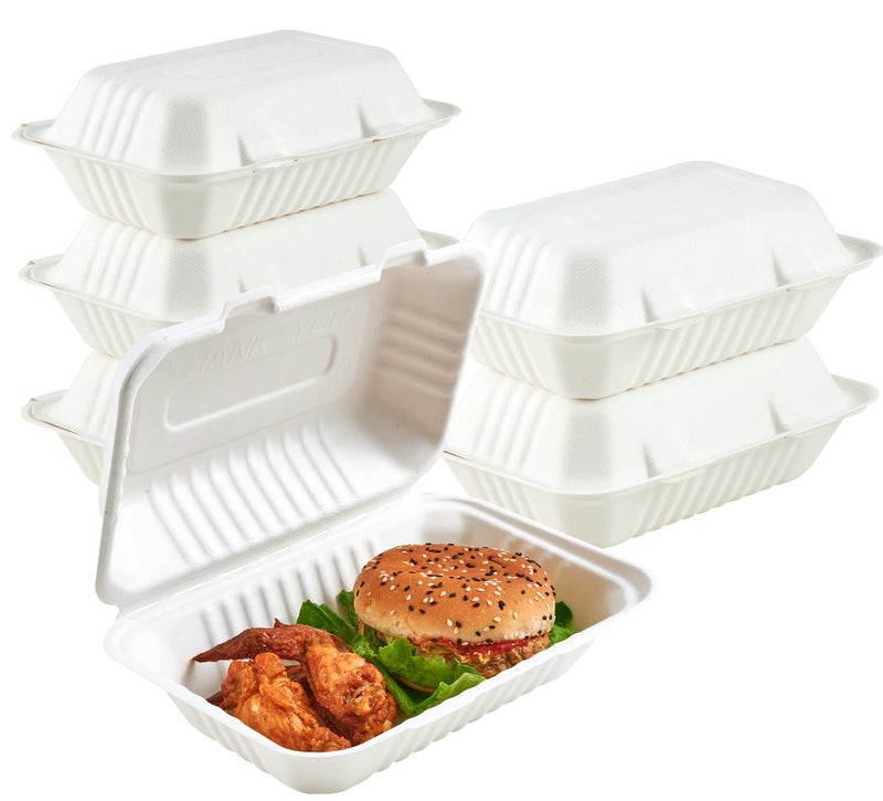 ECOLipak Clamshell Take Out Food Containers, 9 * 6 inch 75-Pack Disposable To Go Containers, To Go Boxes for Food Salad - Image 1