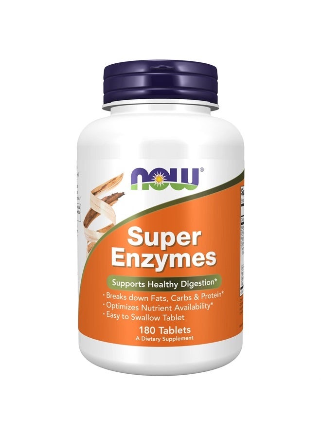 now Supplements, Super Enzymes, Formulated with Bromelain, Ox Bile, Pancreatin and Papain, 180 Tablets - Image 1