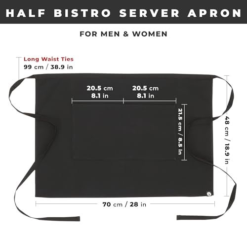 Chef Works Unisex Half Bistro Server Apron, Black, One Size - Image 5