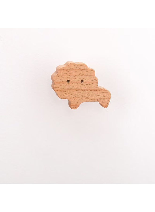 5-pieces Cartoon Animal Shape Zoo Theme Wooden Wall Mounted Hook For Kids Room Rabbit Lion Cute Wall Cloth Hat Key Hanging Hook For Livingroom Entrance Bedroom - Image 2
