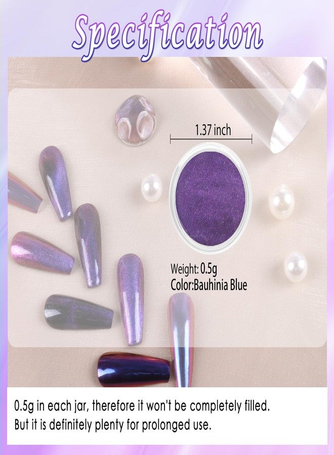 Laza Cat Eye Chrome Nail Powder Chameleon Magnetic Powder 9D Cat Eye Effect Mirror Effect Pigment Dust Magic Galaxy Holographic Effect Glitter for Velvet Nail Art - Red Purple Blue - Image 4