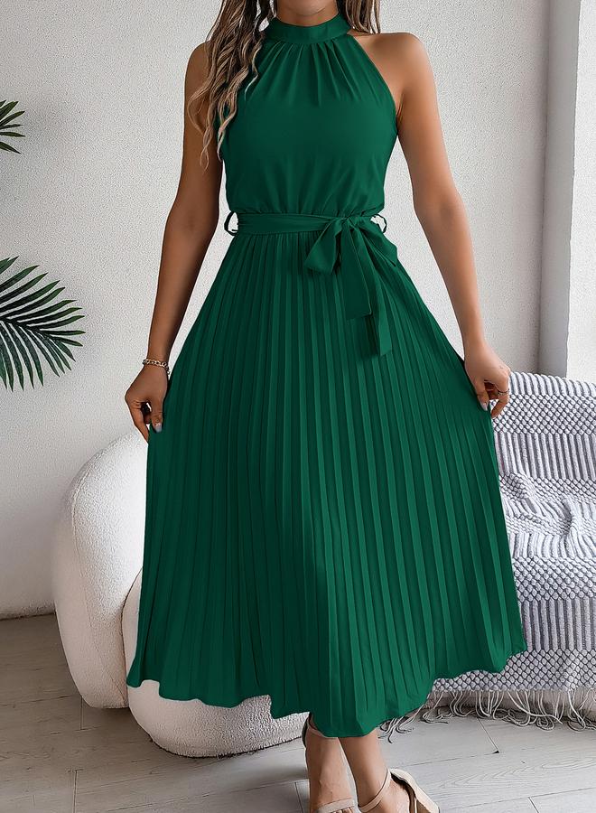 Take Two Green Sleeveless Pleated Maxi Dress - Image 1