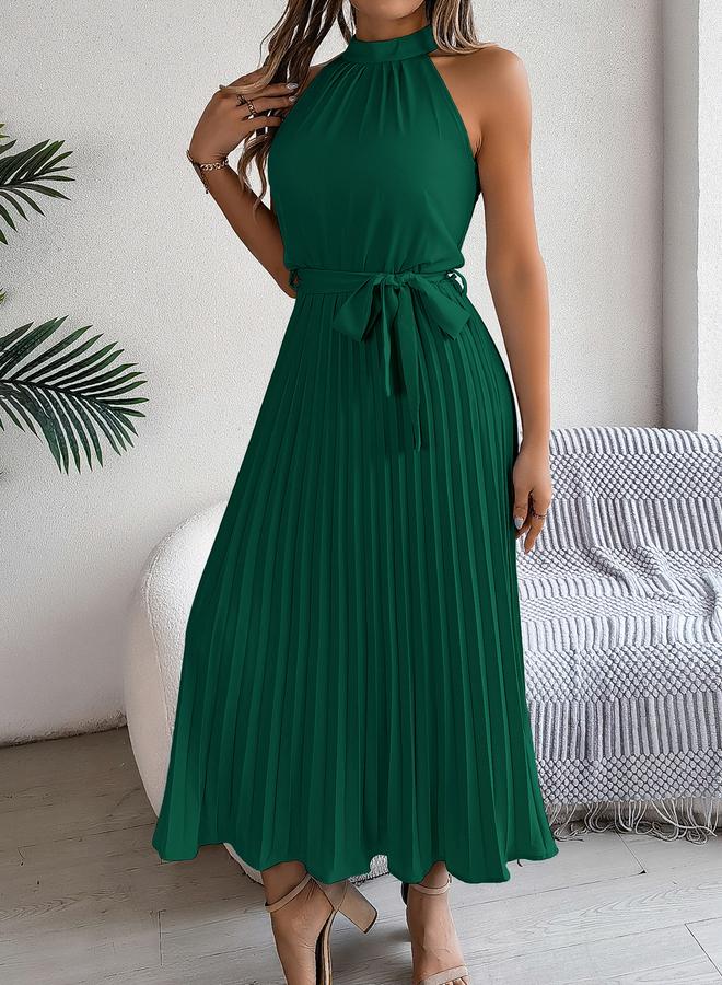 Take Two Green Sleeveless Pleated Maxi Dress - Image 2