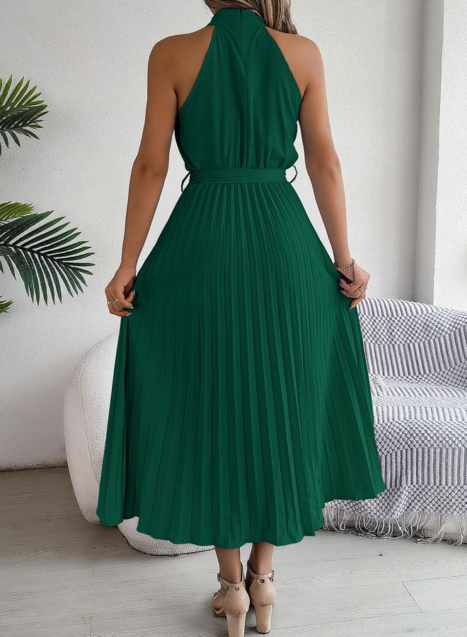 Take Two Green Sleeveless Pleated Maxi Dress - Image 3