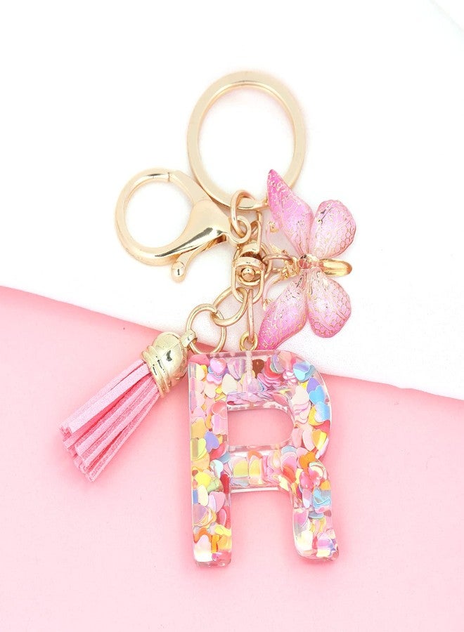 OKAICEN Fashion Alphabet Initial Letter Keychain Tassel Butterfly Pendant Key Ring for Purse Handbags Women Girl ('R') - Image 3