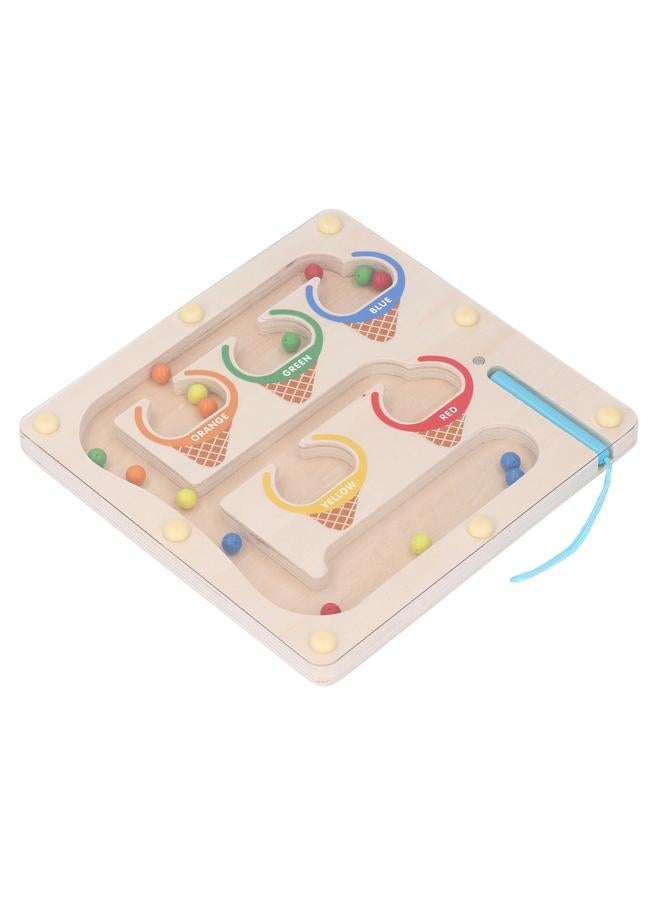 NIBEMINENT Magnetic Color and Number Maze Wooden Magnet Matching Counting Puzzle Board Educational Children Sorting Toy with Pen Ice Cream  - Image 2
