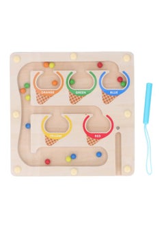 نيبمينينت Magnetic Color and Number Maze Wooden Magnet Matching Counting Puzzle Board Educational Children Sorting Toy with Pen Ice Cream  - Image 1