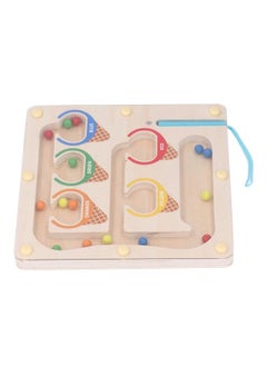 نيبمينينت Magnetic Color and Number Maze Wooden Magnet Matching Counting Puzzle Board Educational Children Sorting Toy with Pen Ice Cream  - Image 3