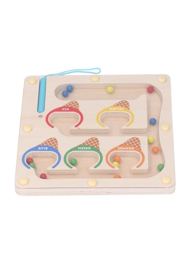 NIBEMINENT Magnetic Color and Number Maze Wooden Magnet Matching Counting Puzzle Board Educational Children Sorting Toy with Pen Ice Cream  - Image 5