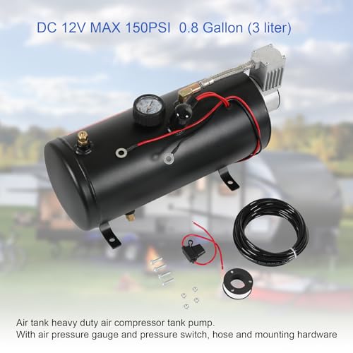 LDMINDA DC 12V MAX 150PSI Air Compressor Tank Pump with 3 Liter Tank 0.8 Gallon Portable Air Compressor Pump for Train Truck Pickup Motorhome Horns On Board 3L Train Inflator - Image 5