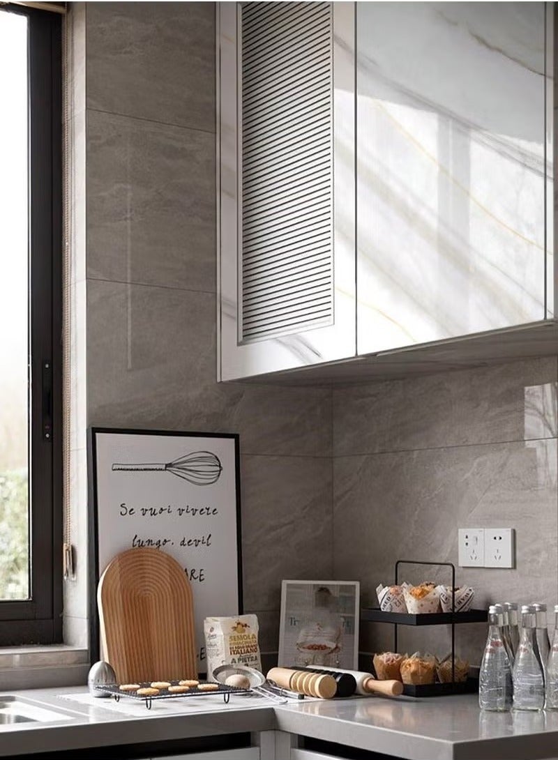 ملصقات ورق حائط مطبخ رخامي لامع مقاس 45 سم × 500 سم، ملصقات مطبخ ذاتية اللصق من رقائق الألومنيوم للمطبخ، ملصقات موقد مطبخ مقاومة للماء والزيت - Image 3