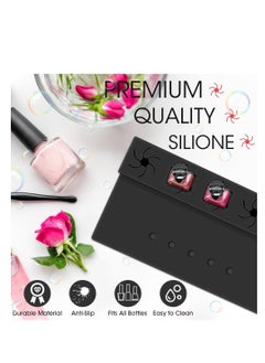 XiuWoo Nail Polish Silicone Holder, Fingernail Painting Tools, 2 in 1 Organizer with Fixed Finger Anti-Spill Bottle Stand and Separators for Pedicure Manicure, Black  - Image 3