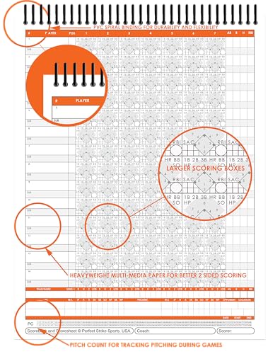 Perfect Strike Archery Perfect Strike Baseball Scorebook with Rules and Scoring Instructions : Heavy Duty Score Keeping Book. Great for Baseball and Softball. (1) - Image 5