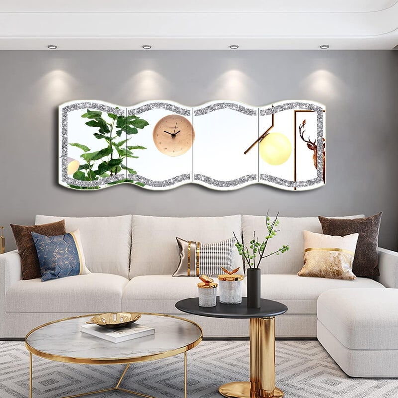 ZOLAPI Wave Pattern Crushed Diamond Body Mirror Set  4pcs 11x15 inch Dressing  Makeup Mirror for Decor Gym Door - Image 2