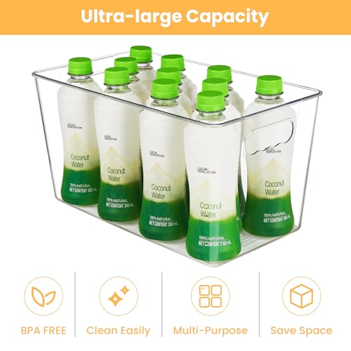 YIHONG Clear Plastic Storage Bins, 8 Pack Pantry Organizer Bins with Handle for Kitchen, Freezer,Cabinet,Closet Organization and Storage(XL) - Image 4