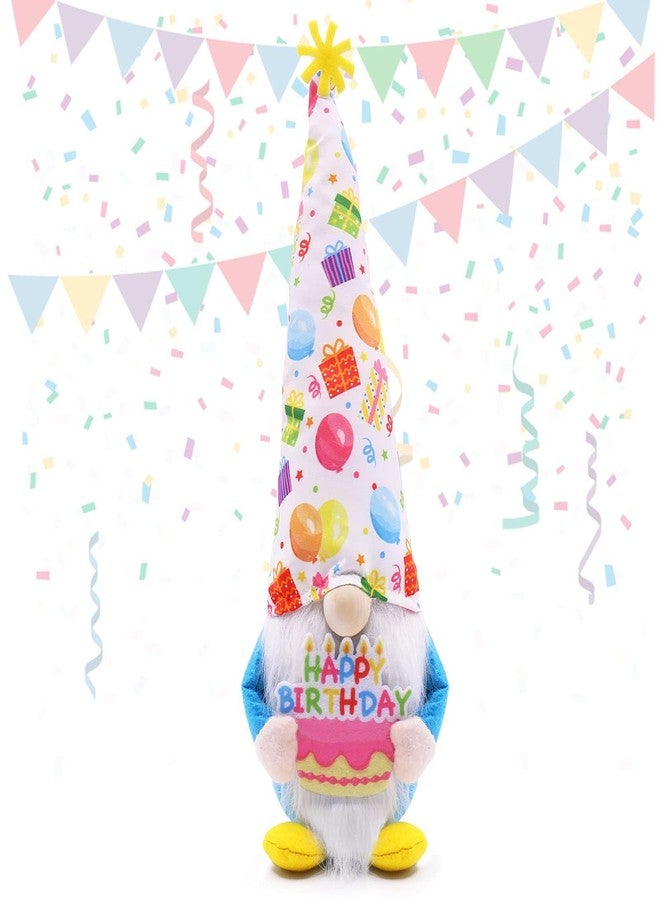 Gwindrise Happy Birthday Gnomes - Plush Gnomes Holding a Birthday Cake for Party Decorations, Handmade Scandinavian Tomte for Tiered Tray Decor - Image 1