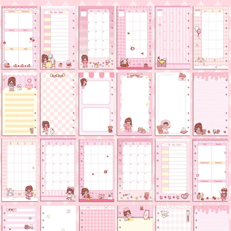 SWOPPERRY Korean Stationery Mini Transparent 3-Hole Binder Spiral Diary Notebook – Cute Kawaii Portable Journal Notebook Agenda for Girls & Students (80+ Pages) (BOBO RABBIT) - Image 3
