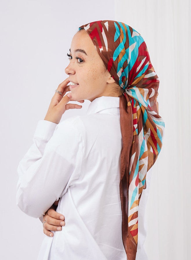 Tie Shop Tie Shop - Colored Flashes Scarf - Brown \ Turquoise For Women