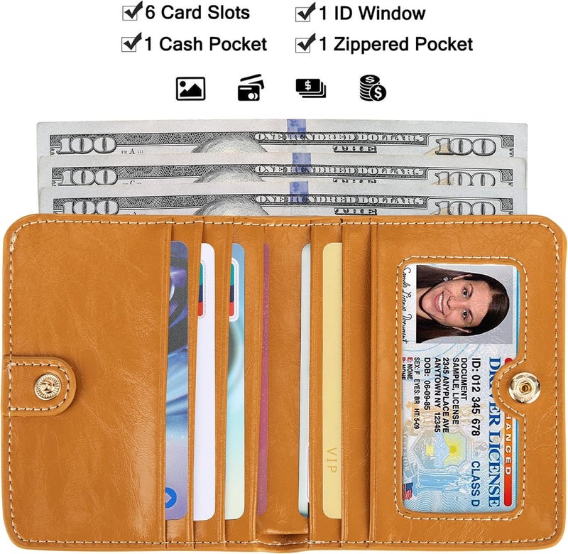 Itslife Women's Rfid Blocking Small Compact Bifold Leather Pocket Wallet Ladies Mini Purse with id Window - Image 4
