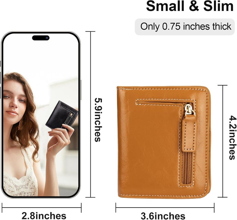 Itslife Women's Rfid Blocking Small Compact Bifold Leather Pocket Wallet Ladies Mini Purse with id Window - Image 2